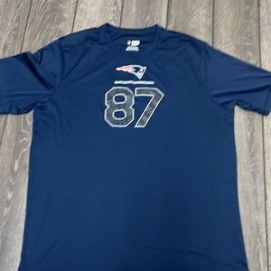 NFL Team Apparel Patriots 87 Gronkowski Navy Moisture Wicking Shirt Size 2XL